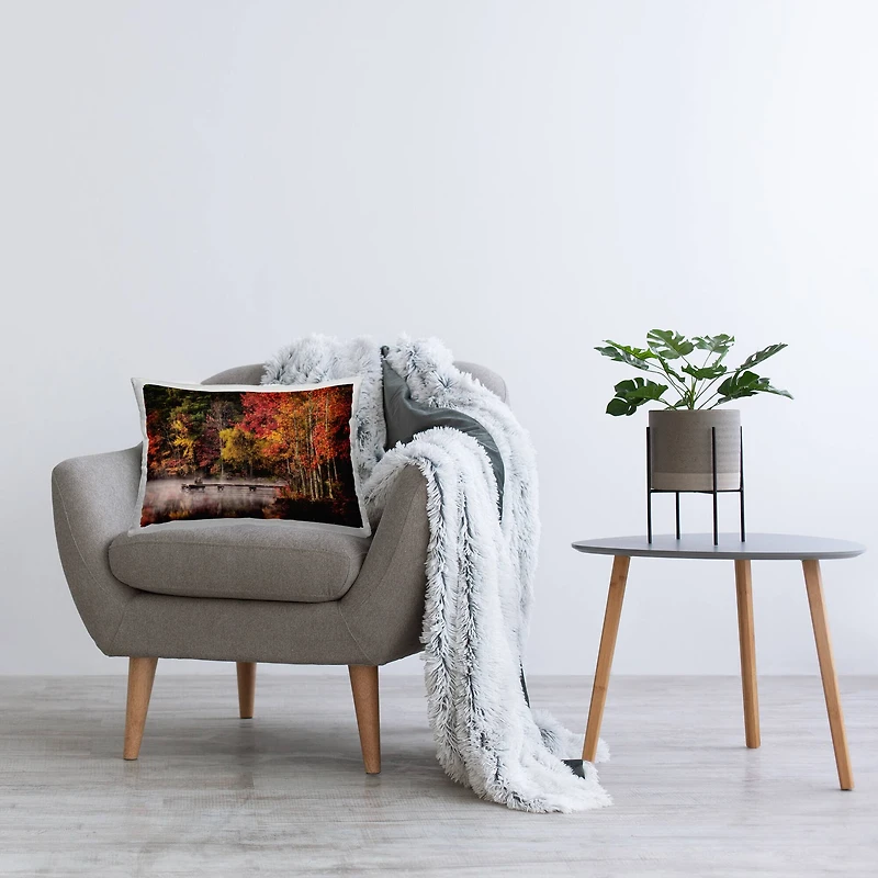 Stupell Industries Autumn Dock Landscape Decorative Printed Throw Pillow