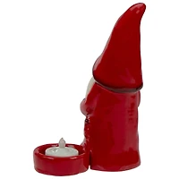 7" Red & Black Gnome Tea Light Christmas Candle Holder
