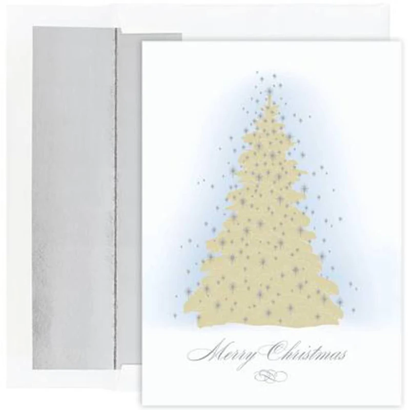 JAM Paper 5" x 7" Frosted Tree Design Cards & Matching Envelopes Set, Frosted Tree Design, 16ct.