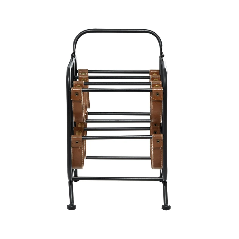 16" Black Metal Contemporary Wine Rack