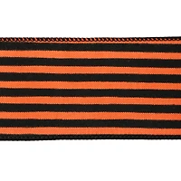 2.5" x 6.6yd. Orange & Black Striped Wired Faux Linen Ribbon by Celebrate It®