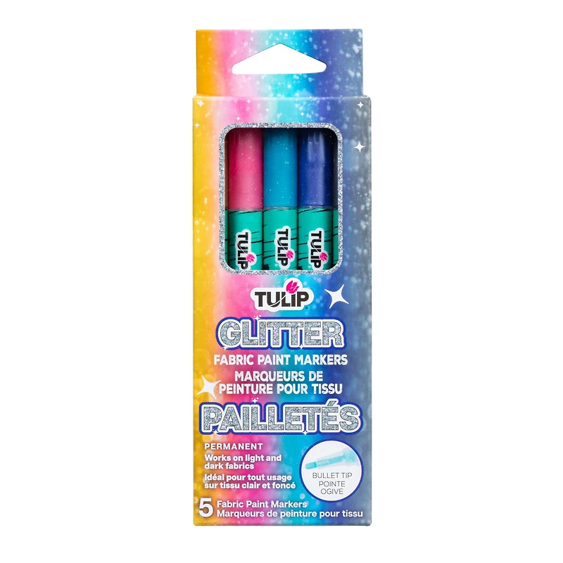 Tulip® Glitter Fabric Paint Markers, 5ct.