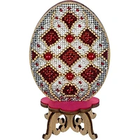 Wonderland Crafts Red, White & Gold Egg Cross Stitch on Wood Kit