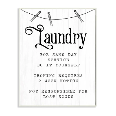 Stupell Industries Family Laundry Room Service Rustic Style Humor Wood Wall Plaque