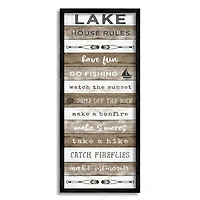 Stupell Industries Lake House Rules List Rustic Pattern Boat Oars Framed Wall Art