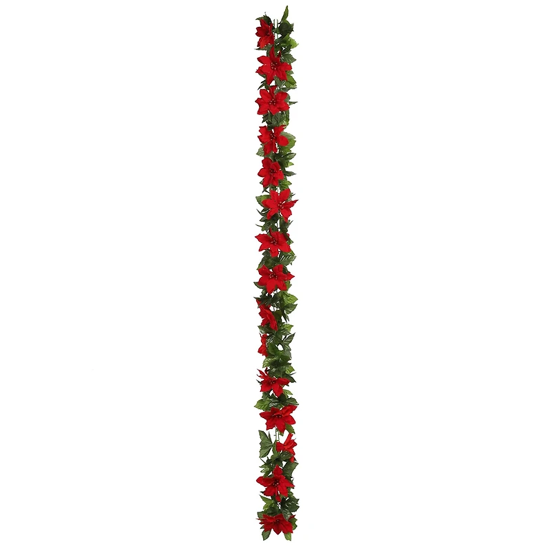 6ft. Red & Green Poinsettia Chain Garland by Ashland®
