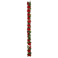 6ft. Red & Green Poinsettia Chain Garland by Ashland®