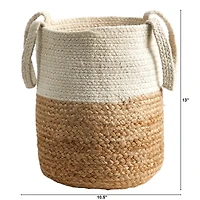 12.5" Handmade Natural Jute & Cotton Basket Planter