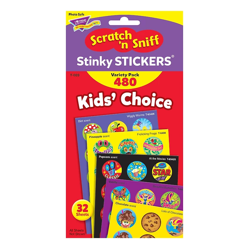 Trend Enterprises® Kids' Choice Stinky Stickers® Variety Pack, 2 Packs of 480ct.