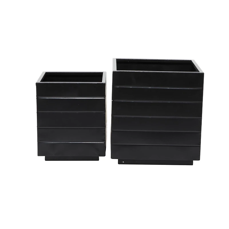 Black Modern Planter, Set of 2" 13", 10"