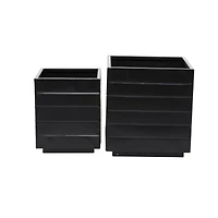 Black Modern Planter, Set of 2" 13", 10"