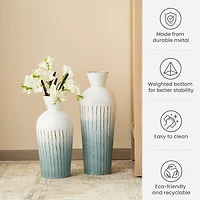Glitzhome® Abstract Ombre Aqua Metal Floor Vases Set