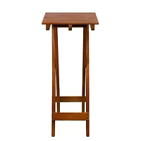 26" Light Brown Acacia Wood Outdoor Folding Accent Table