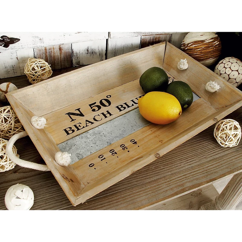 White Wood Coastal Tray Set