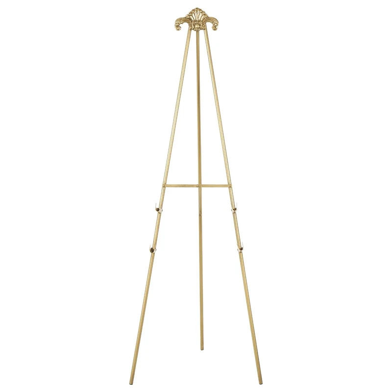 55.25" Gold Metal Large Foldable 2-Tier Display Easel with Scroll Finial