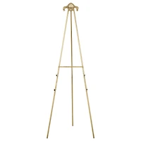 55.25" Gold Metal Large Foldable 2-Tier Display Easel with Scroll Finial