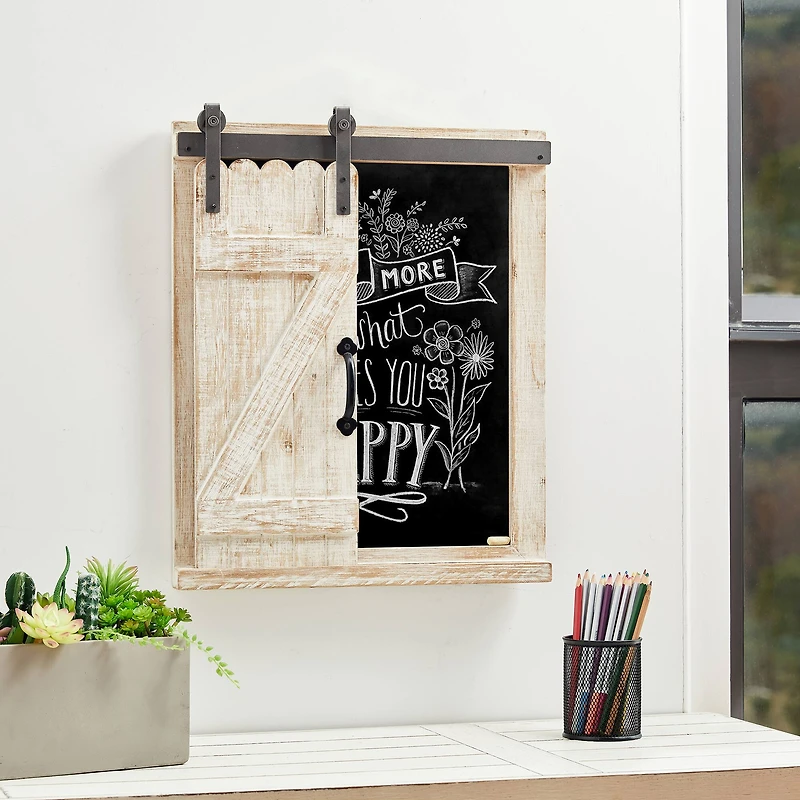 Glitzhome® 19.75" Farmhouse Wooden Chalkboard Barn Door