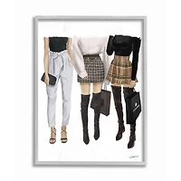 Stupell Industries Fashion Shopping Women Style Outfits Plaid Bags Designer in Gray Frame Wall Art