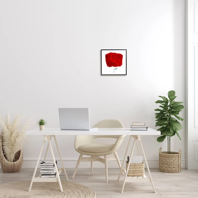 Stupell Industries Nerudo Rose Abstract Interpretation Modern Red Floral Framed Wall Art