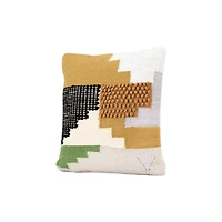 Hello Honey® Yellow, Green & Black Accents Handwoven Wool Kilim Pillow
