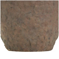 12" Dark Brown Ceramic Handmade Textured Vase with 4 Handles