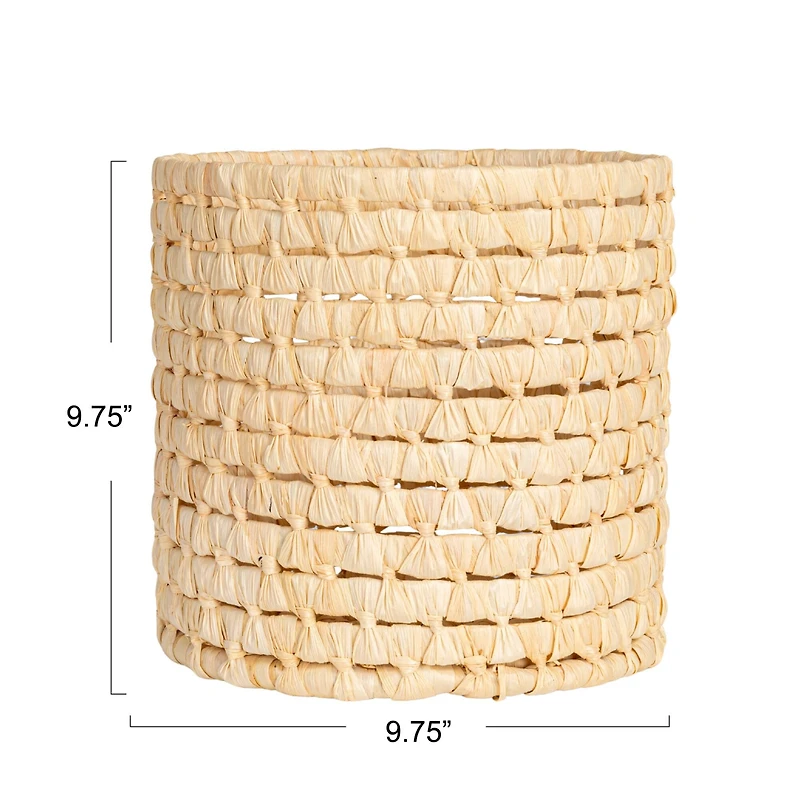 Household Essentials 9.75" Natural Handwoven Corn Leaf Waste Basket