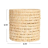 Household Essentials 9.75" Natural Handwoven Corn Leaf Waste Basket