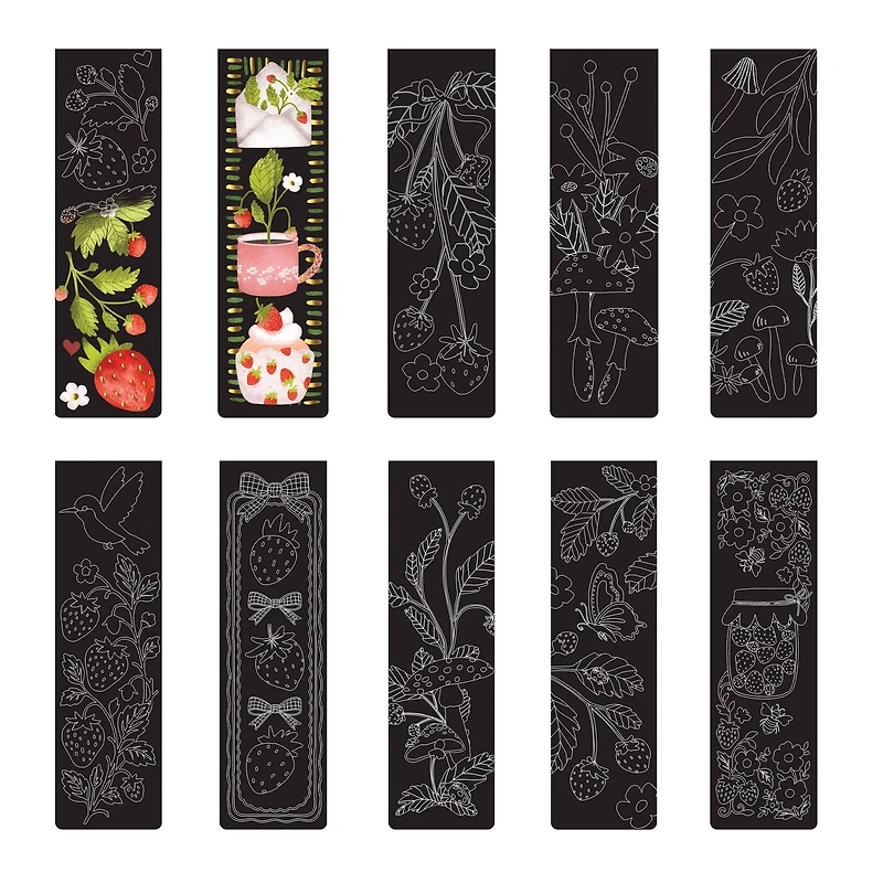 Brea Reese™ Strawberries Scratch Art Bookmarks