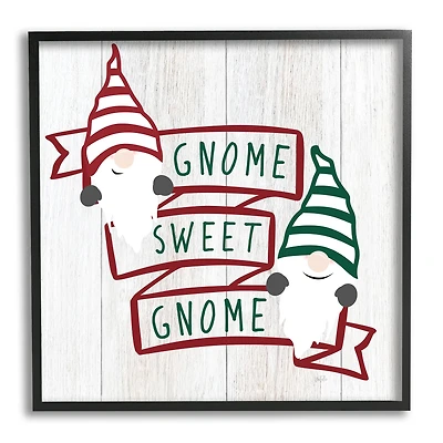 Stupell Industries Sweet Gnome Banner Phrase Framed Giclee Art