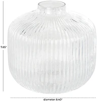 8.5" Clear Short Round Ribbed Glass Vase
