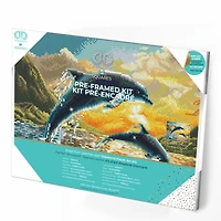 Diamond Dotz® Intermediate Dolphin Sunset Pre-Framed Diamond Painting Kit