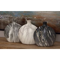 13" Marble Stoneware Contemporary Vase Set