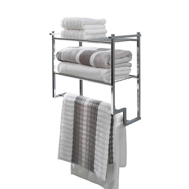 Organize It All 2-Tier Wall Mounted Shelf & Towel Rack 