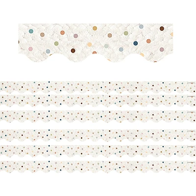 Teacher Created Resources Everyone is Welcome Dots Scalloped Border Trim, 210ft.