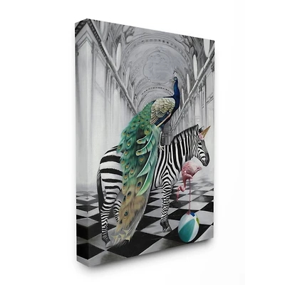 Stupell Industries Funny Zebra Birds Canvas Wall Accent
