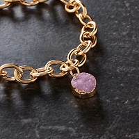 Round Light Amethyst Dyed Quartz Charm by Bead Landing™