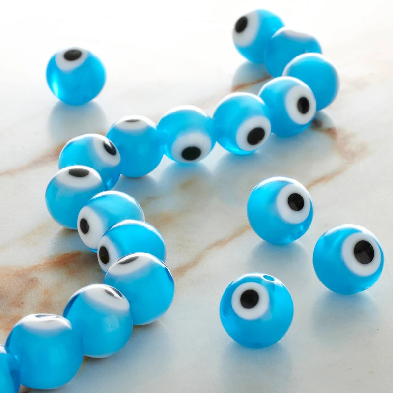 Light Blue Glass Round Beads by Bead Landing