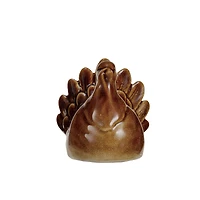 Hello Honey 4" Brown Reactive Glaze Stoneware Turkey Shaped Sponge Holder with Sponge, 2ct.
