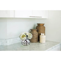 8" White Fancy Rose In Glass Vase