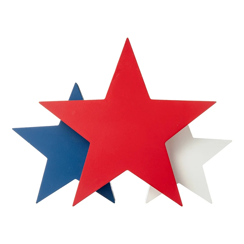 Glitzhome® 11" Wooden Patriotic America Stars Table Décor