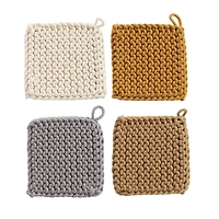 Hello Honey® Neutral Square Cotton Crocheted Potholder Set