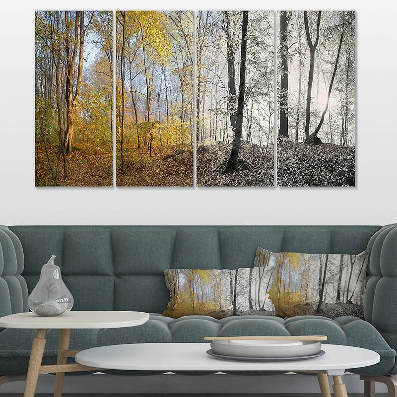 Designart - Yellow Morning in Forest Panorama