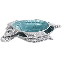 Teal & Silver Textured Enameled Turtle Bowl Set