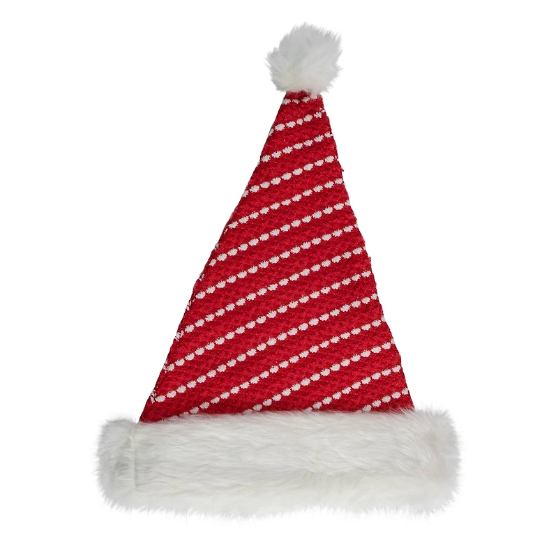 17" Red & White Striped Santa Hat with Pom Pom