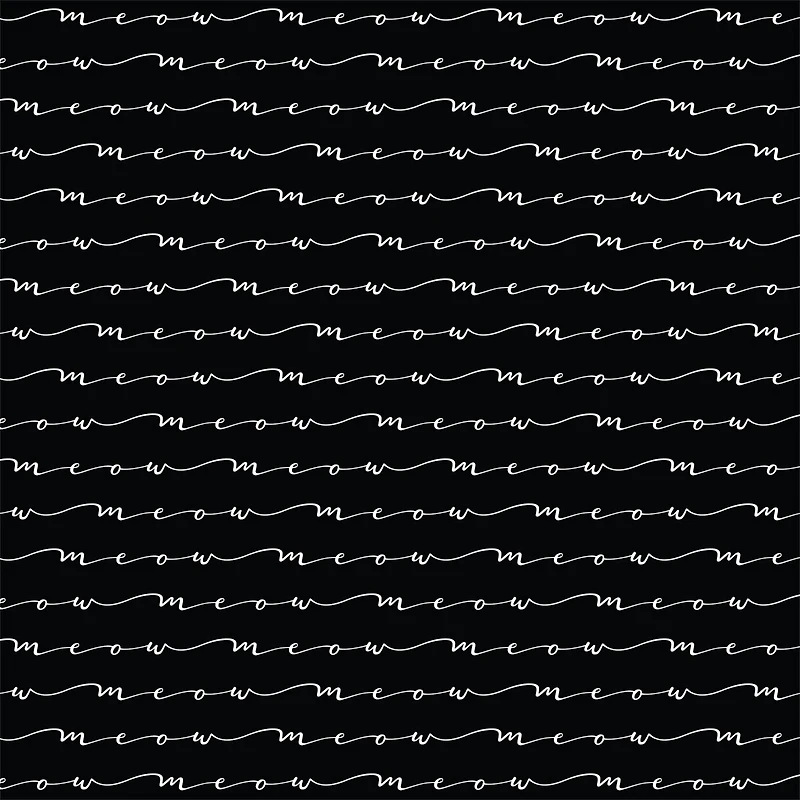 Eugene Textiles Black Meow Script Cotton Fabric