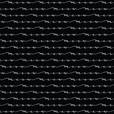 Eugene Textiles Black Meow Script Cotton Fabric