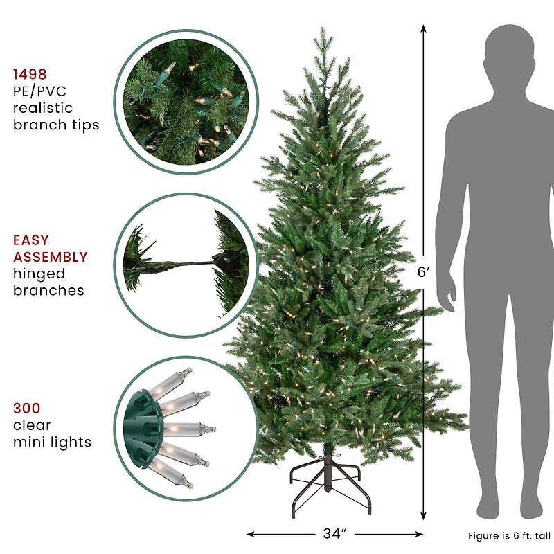 6ft. Pre-Lit Grande Spruce Medium Artificial Christmas Tree, Clear Lights
