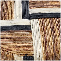 18" Brown Striped Banana Leaf Handmade Linear Wrapped Accent Table