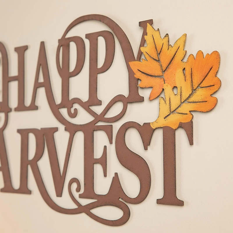 Glitzhome® 24" Metal "HAPPY HARVEST" Wall Décor