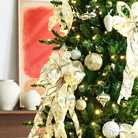 7.5ft. Pre-Lit Slim Fir Christmas Tree Kit with Ornaments, Tree Skirt & Santa Figurine